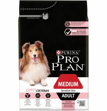 Pro Plan OptiDerma Medium Adult сухой корм для взрослых собак средних пород с лососем и рисом 3 кг. 